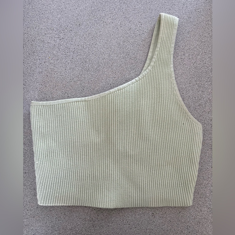 Babaton One-Shoulder Ribbed Crop Top Mint Green Y2K inspired Minimalist Summer